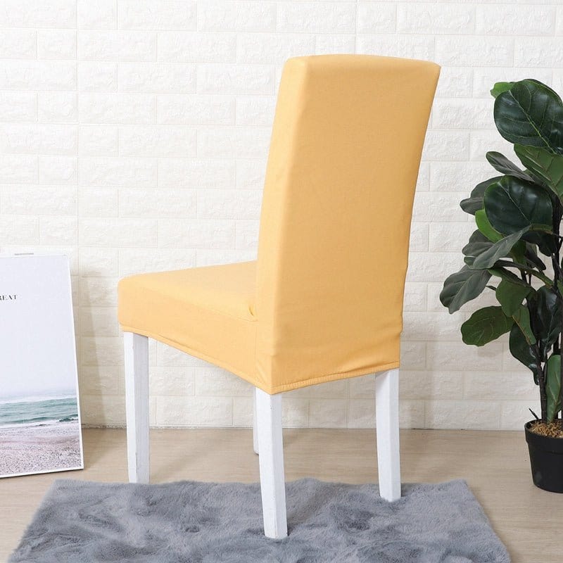 Housse de chaise en simili cuir, Jaune doré, posée sur une chaise — vue 3