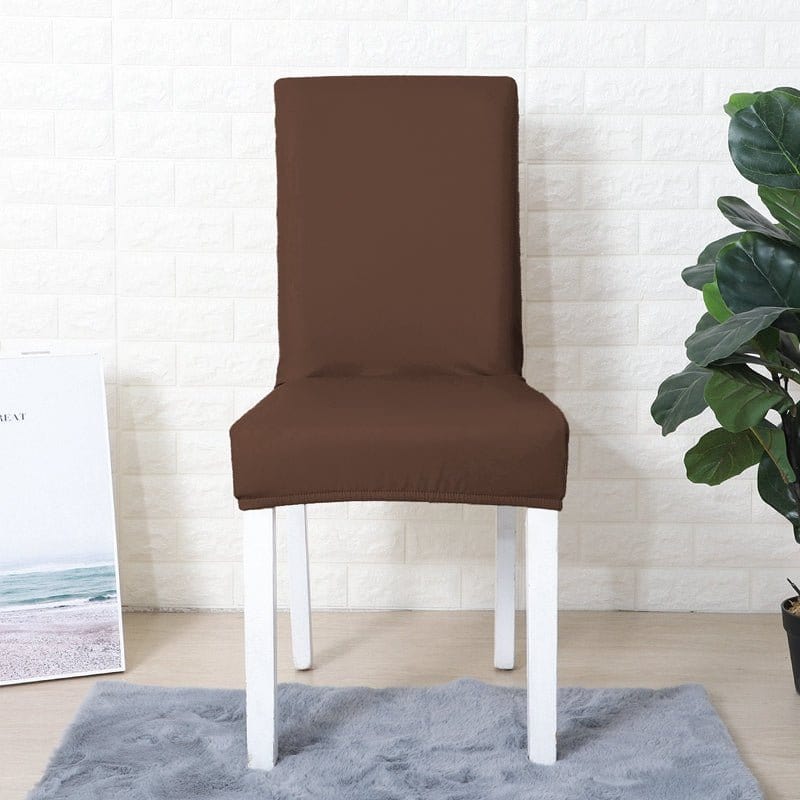 Housse de chaise en simili cuir, Acajou, posée sur une chaise — vue 2