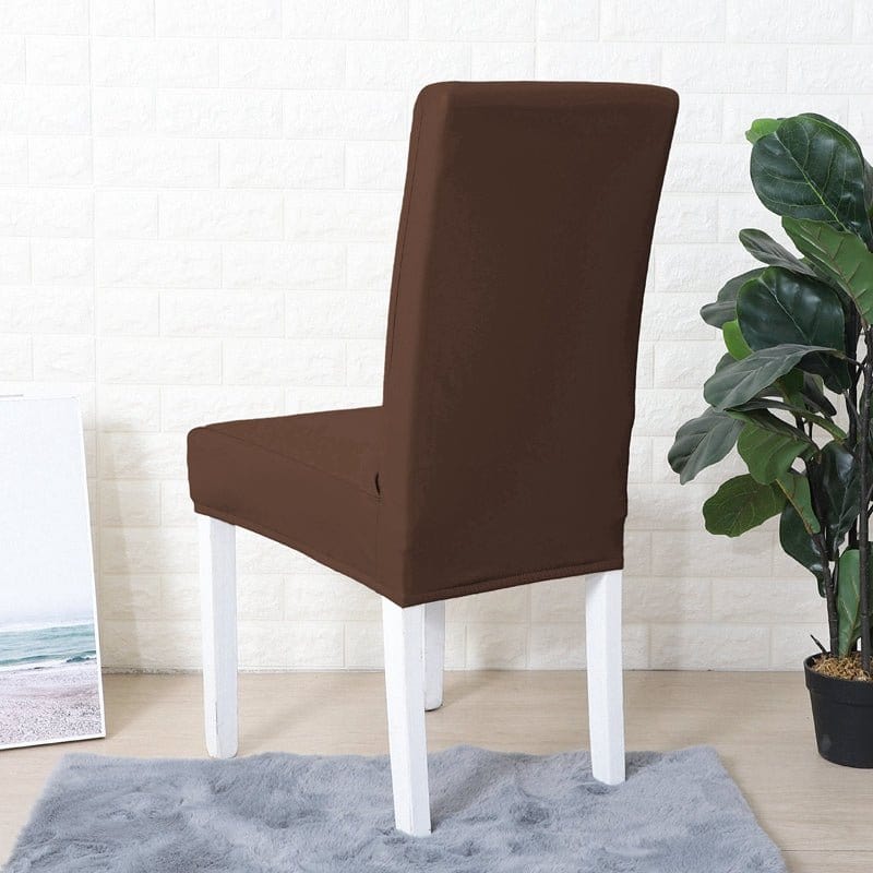 Housse de chaise en simili cuir, Acajou, posée sur une chaise — vue 3