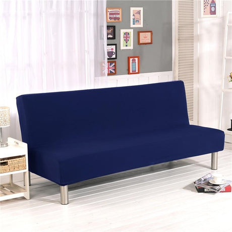Housse de clic-clac extensible, Bleu marine, posée sur un clic-clac