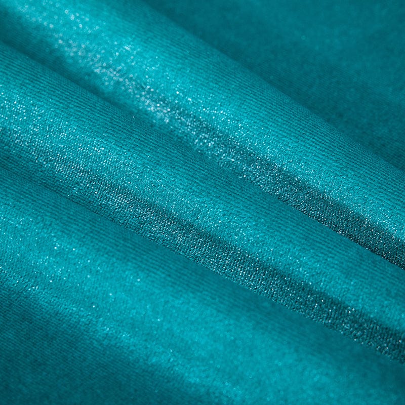 Housse de clic-clac en velours, Bleu paon, posée sur un clic-clac — vue 4
