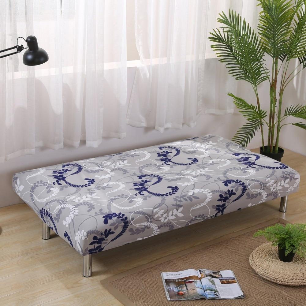 Housse de clic-clac extensible, Gris arabesques bleues, posée sur un clic-clac — vue 2