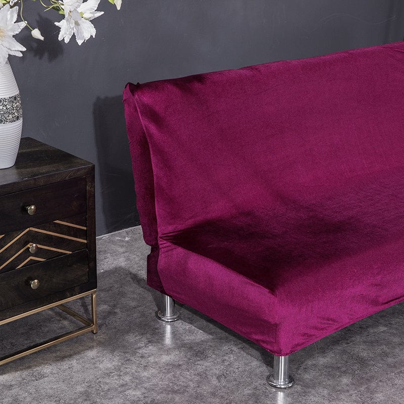 Housse de clic-clac en velours, Magenta, posée sur un clic-clac — vue 3