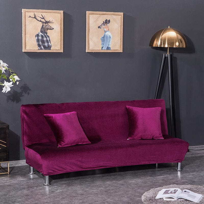 Housse de clic-clac en velours, Magenta, posée sur un clic-clac — vue 2