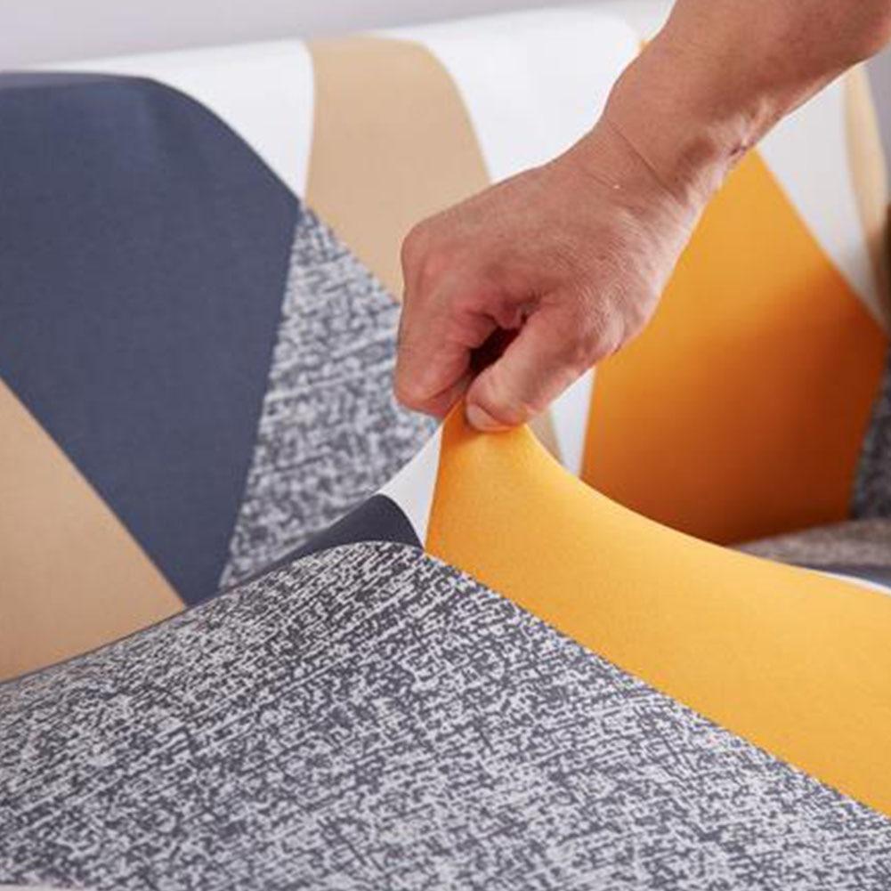 Housse de clic-clac extensible, Patchwork orange et marine, posée sur un clic-clac — vue 3