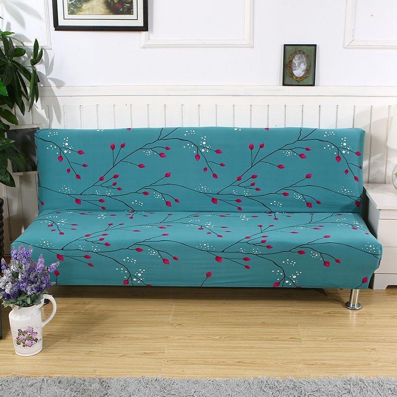 Housse de clic-clac extensible, Turquoise baies roses, posée sur un clic-clac — vue 2