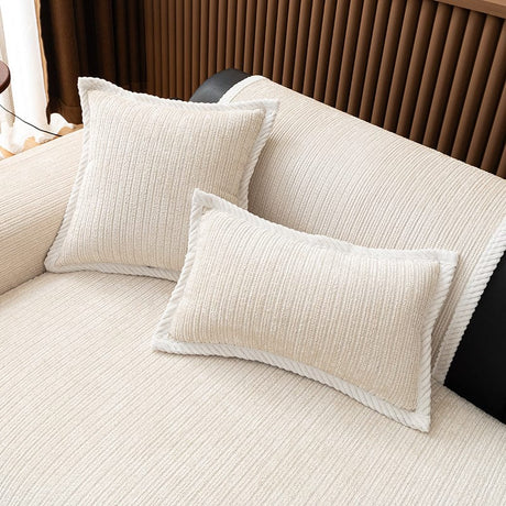 Housse coussin Beige clair - 1 pièce - Housses de coussin en Tissu Chenille Côtelé La Maison des Housses