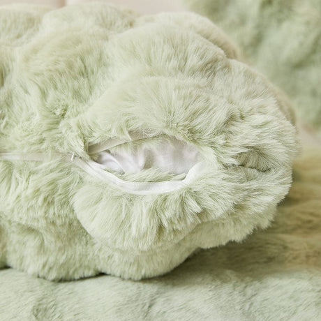 Housse coussin Vert Menthe clair - 1 pièce - Housses de coussin Luxe en Fausse Fourrure Molletonnée La Maison des Housses