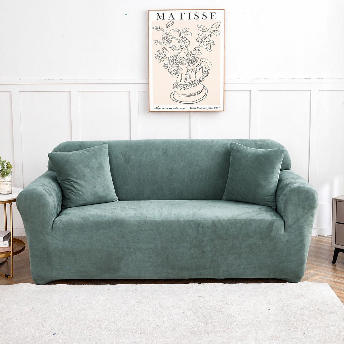 Housse de canapé en velours Vert céladon
