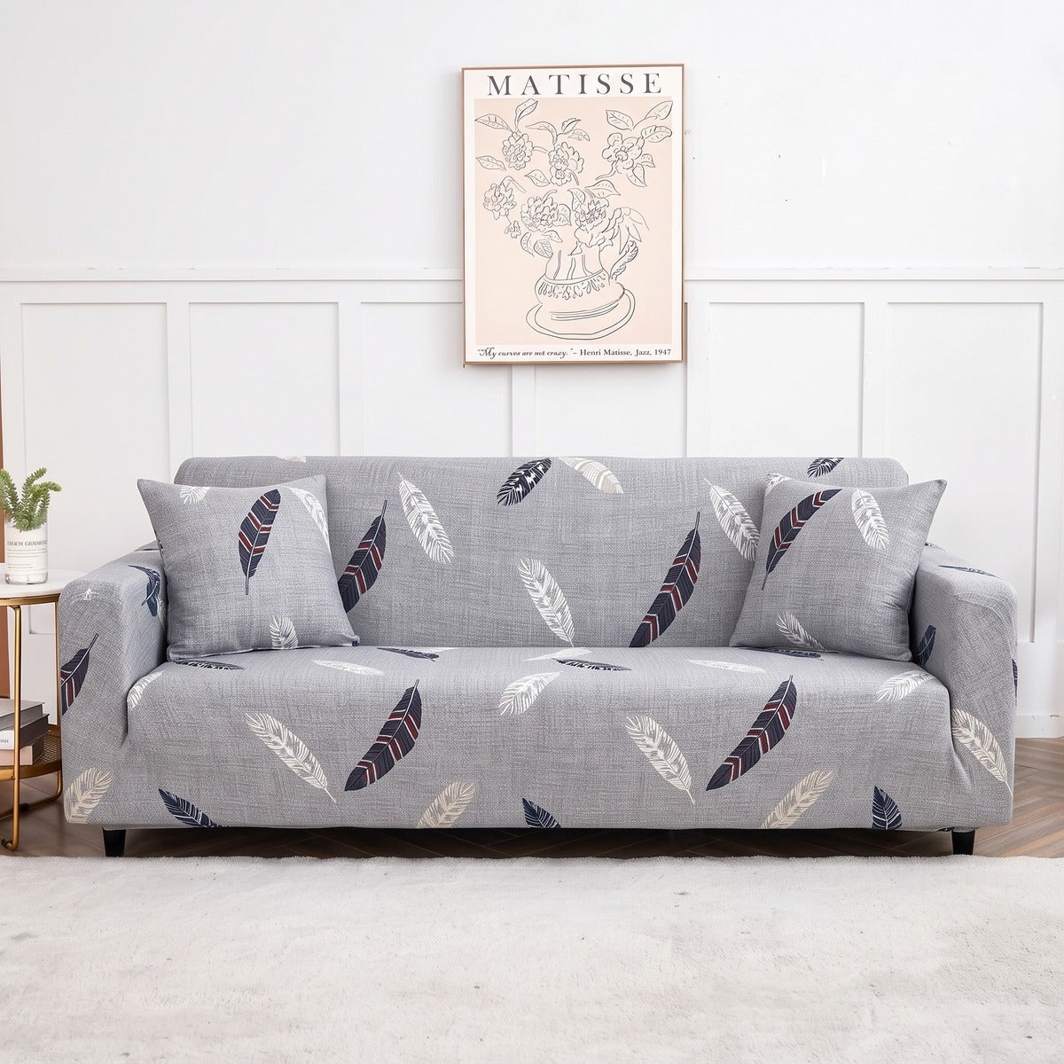 Housse de canapé extensible Gris plumes