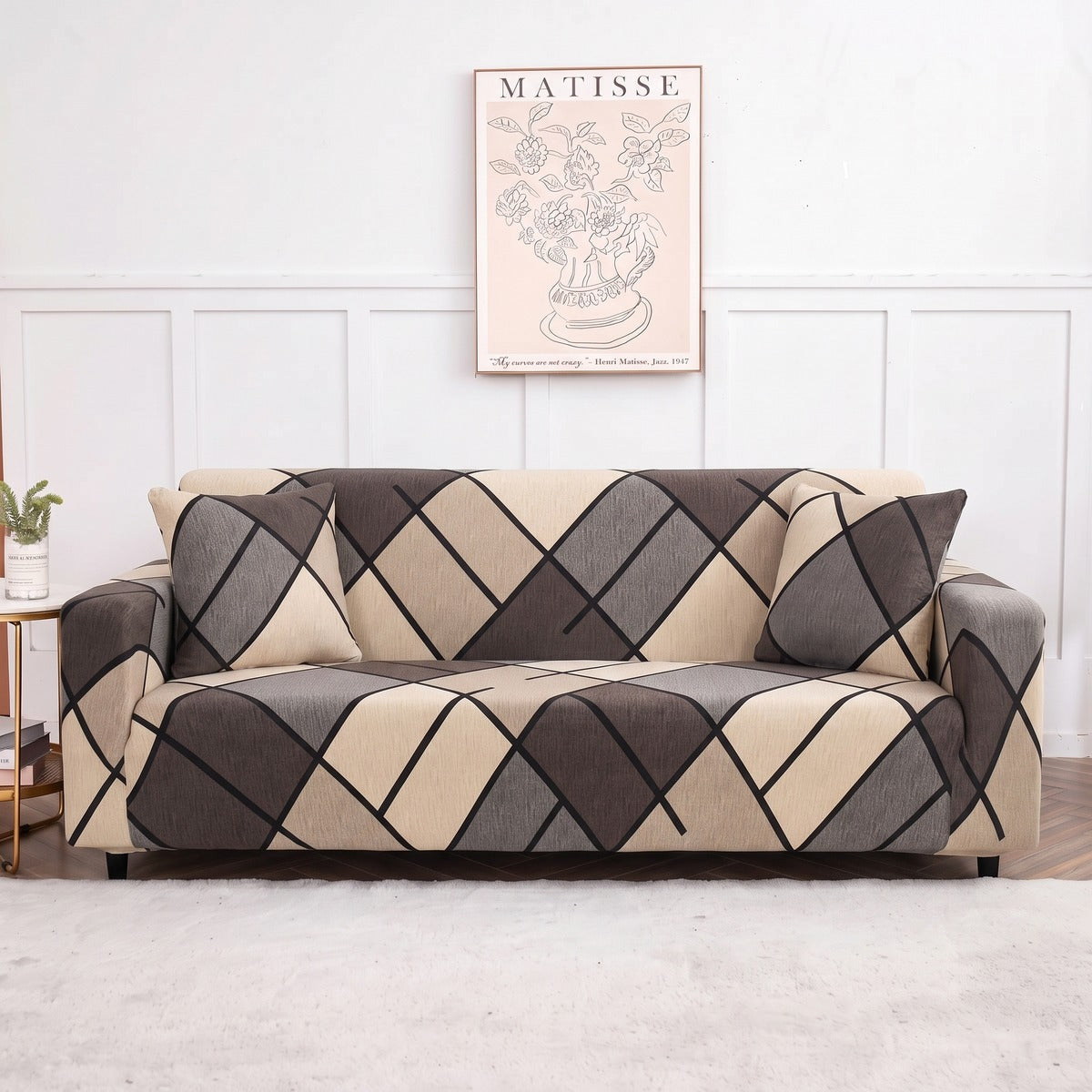 Housse de canapé extensible Brun losanges