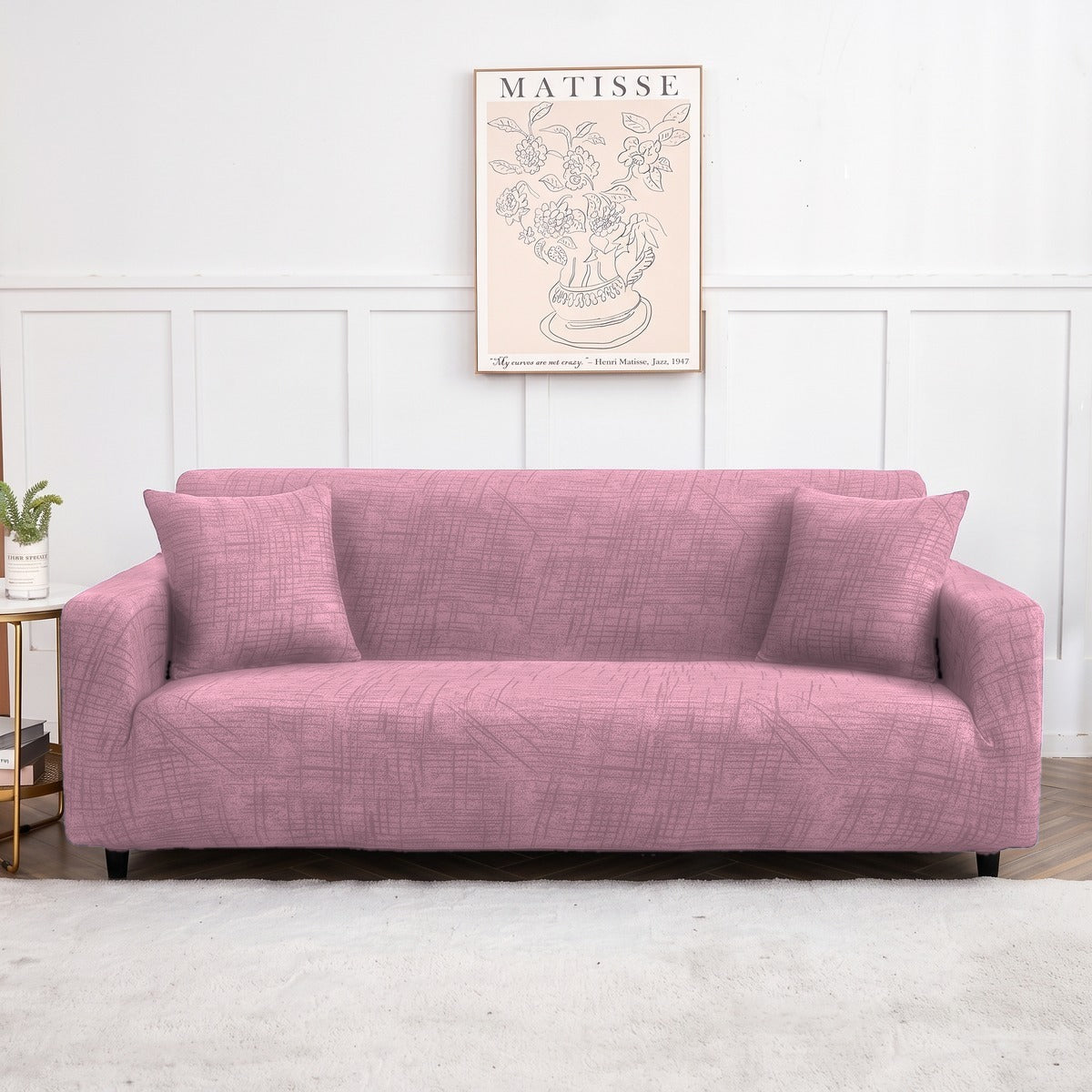 Housse de canapé extensible Rose poudré