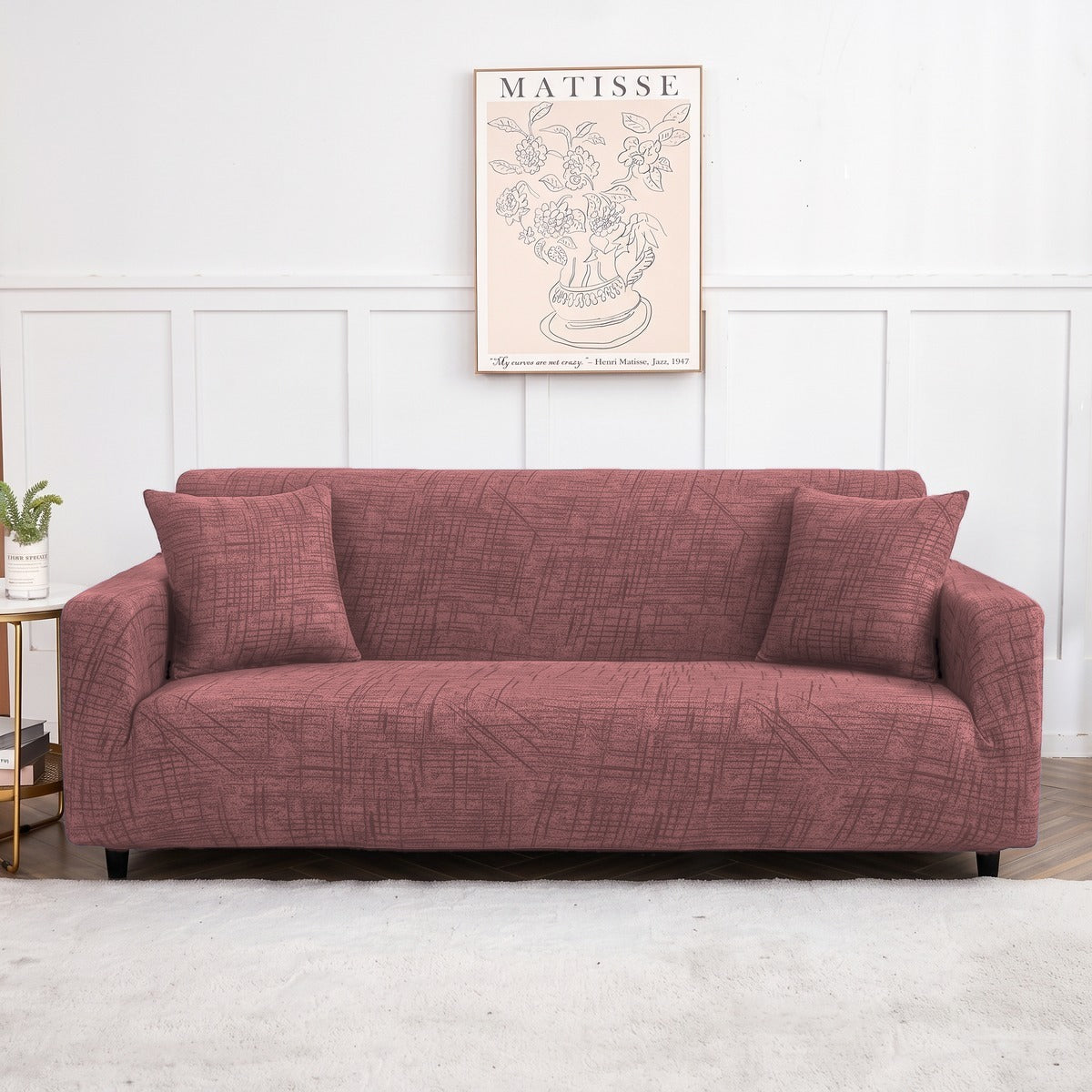 Housse de canapé extensible Rose chiné