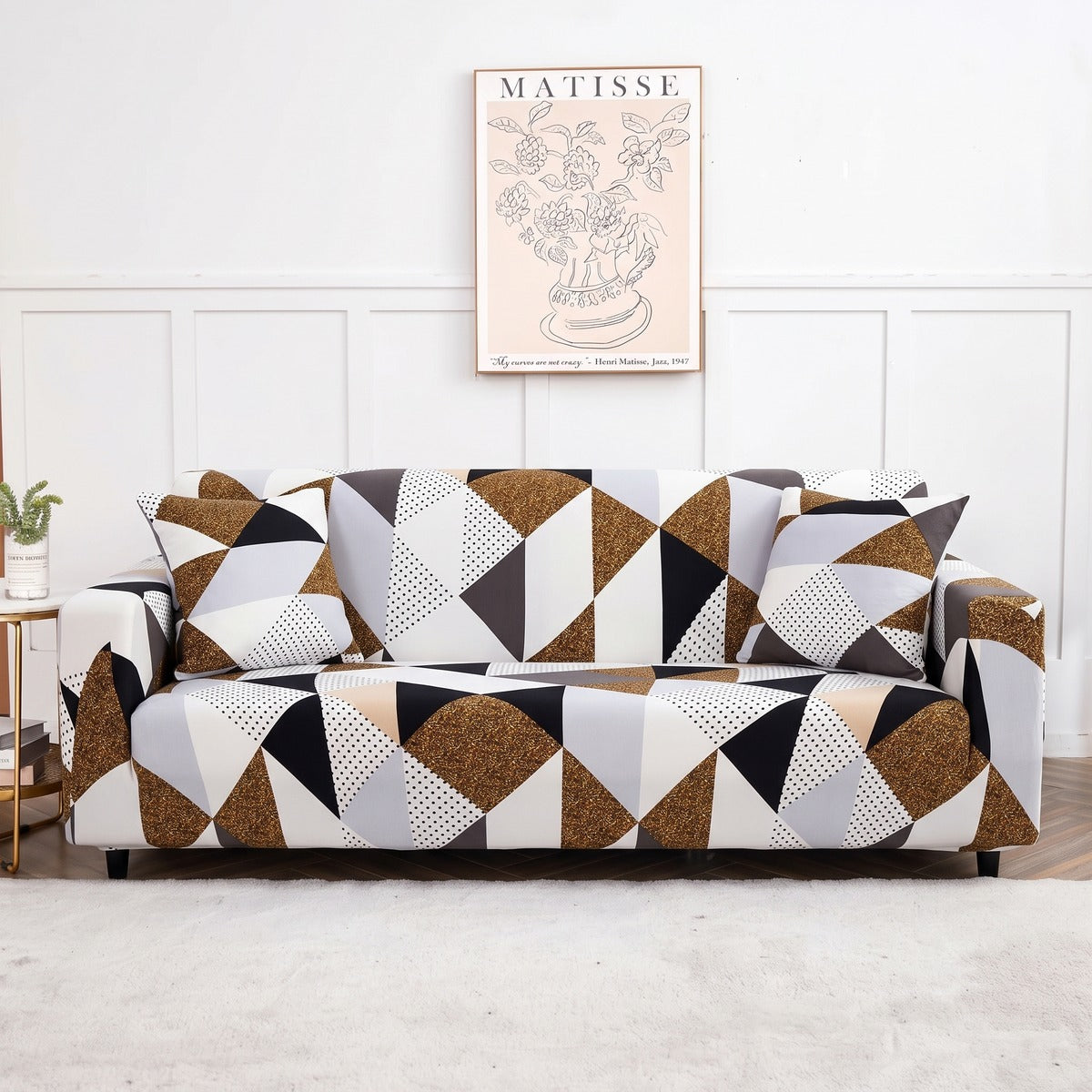 Housse de canapé extensible Patchwork brun et noir