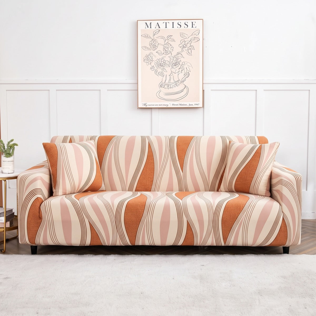 Housse de canapé extensible Terracotta ondulations
