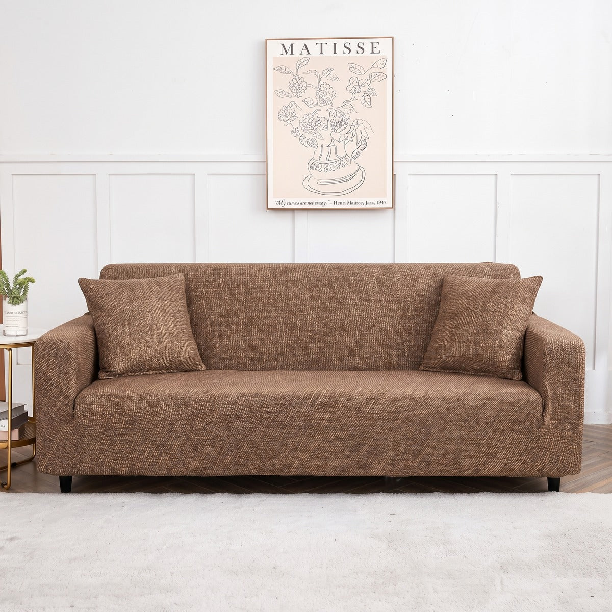Housse de canapé extensible Marron chiné