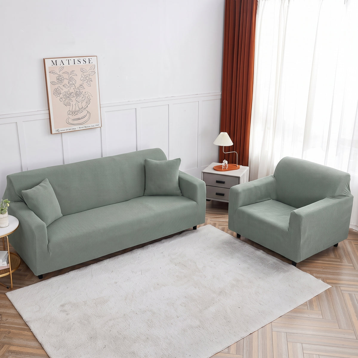 Housse de canapé déperlante Vert sauge — vue 3