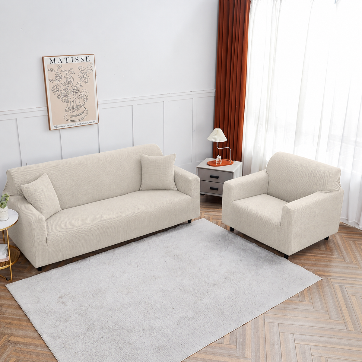 Housse de canapé déperlante Blanc cassé — vue 4