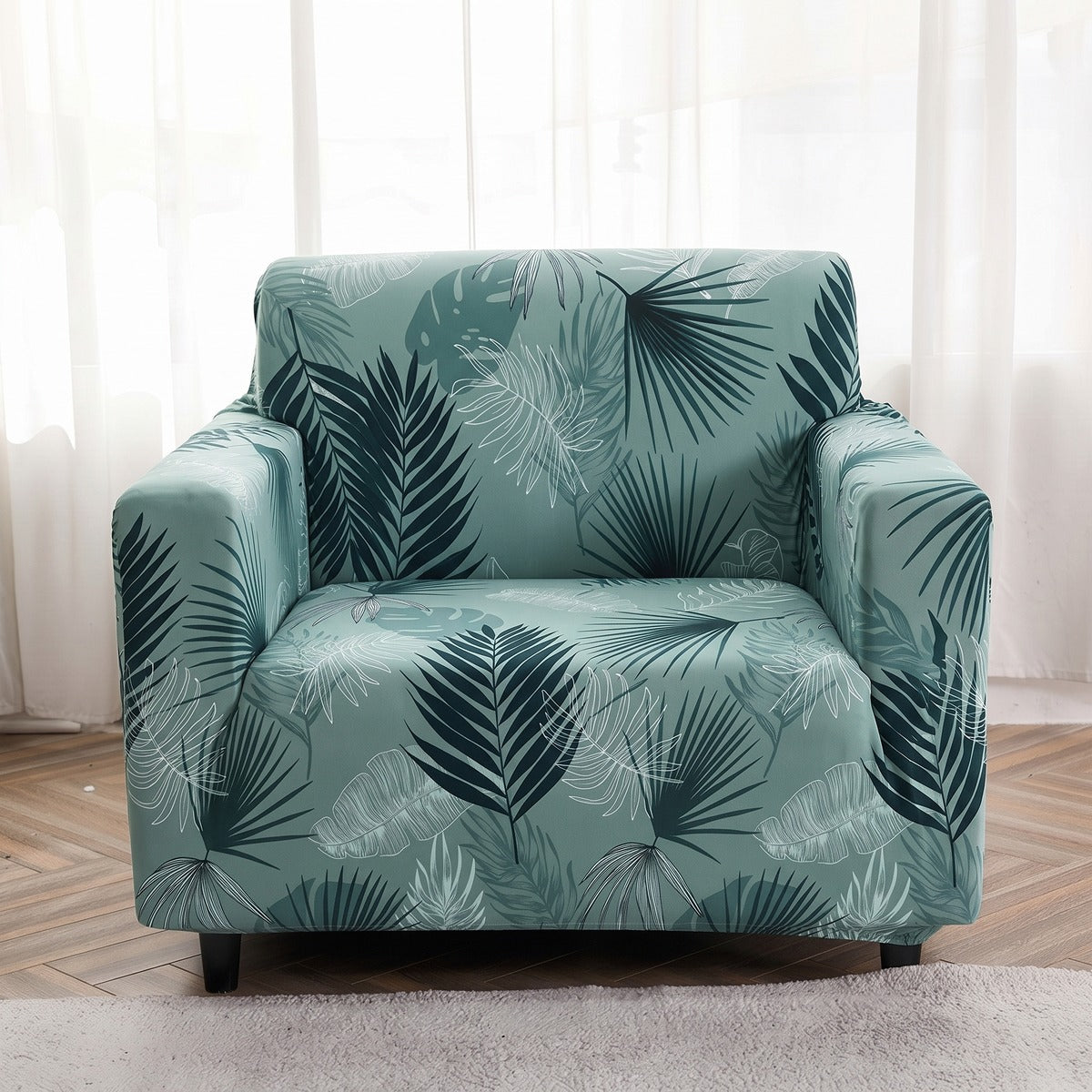 Housse de fauteuil extensible Vert palmes