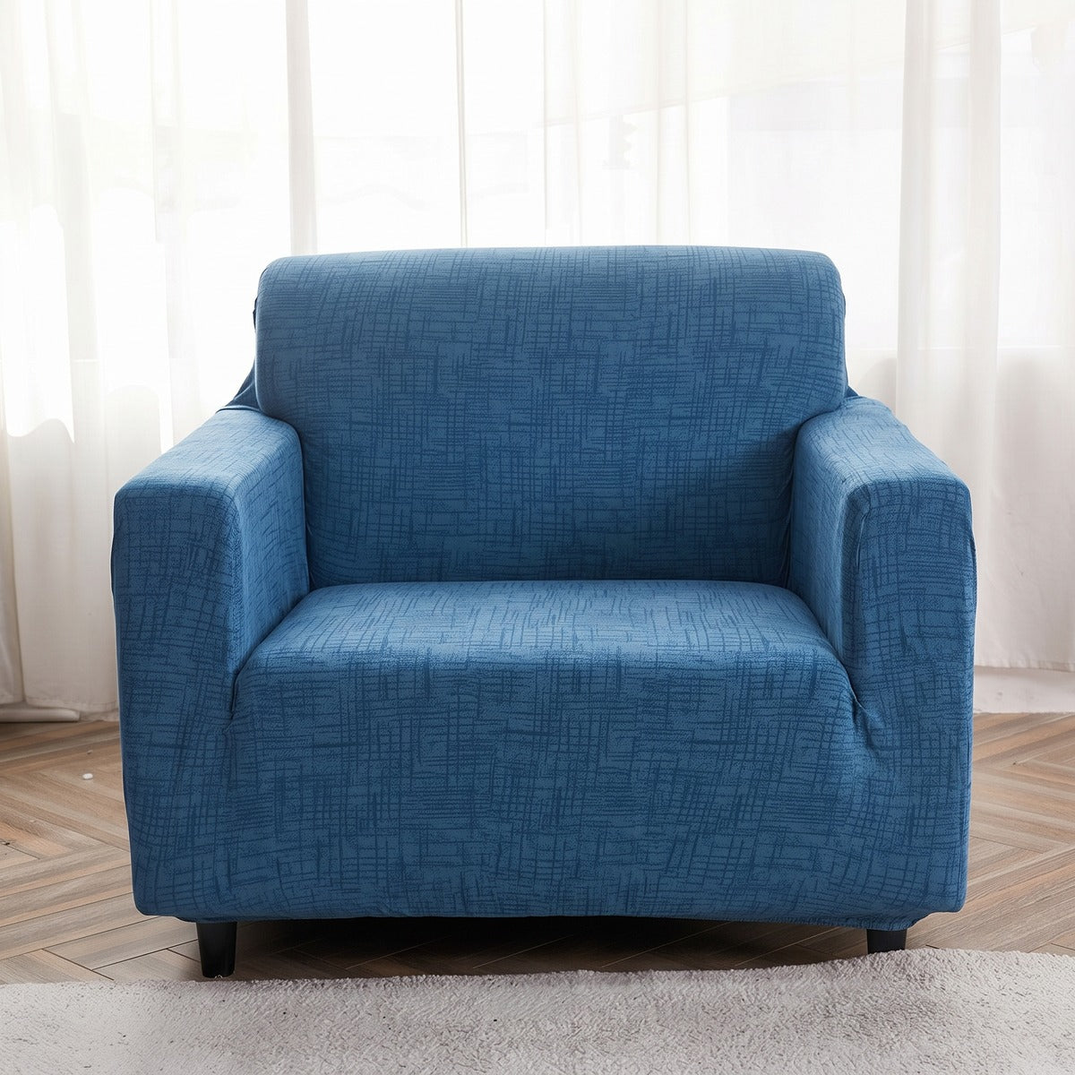 Housse de fauteuil extensible Bleu jean chiné