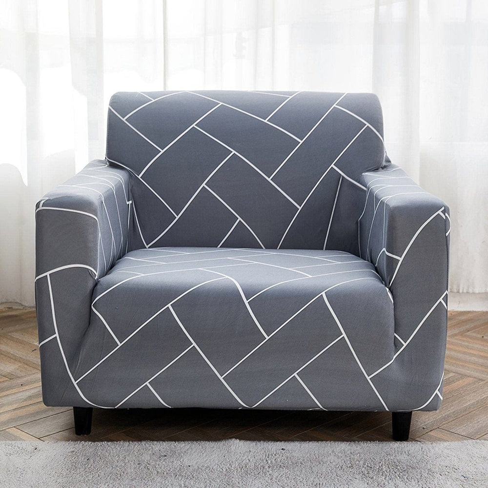 Housse de fauteuil extensible Gris chevrons