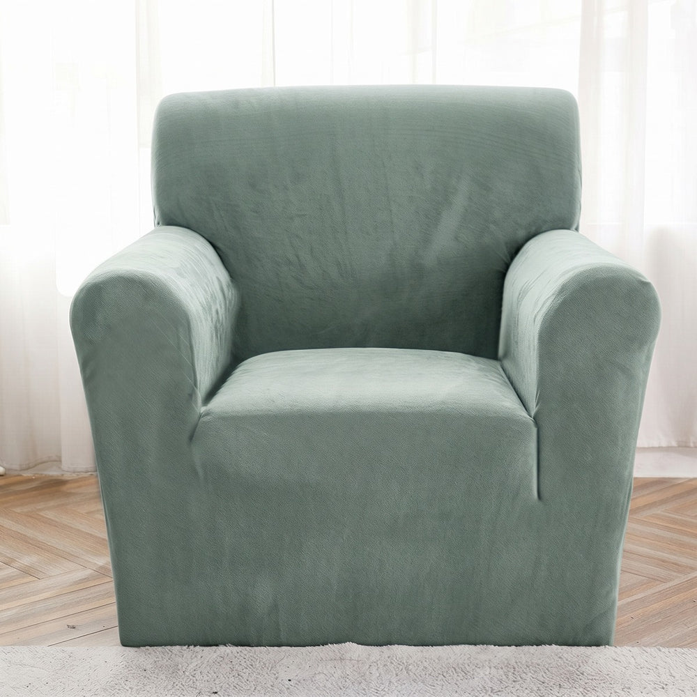 Housse de fauteuil en velours Vert céladon