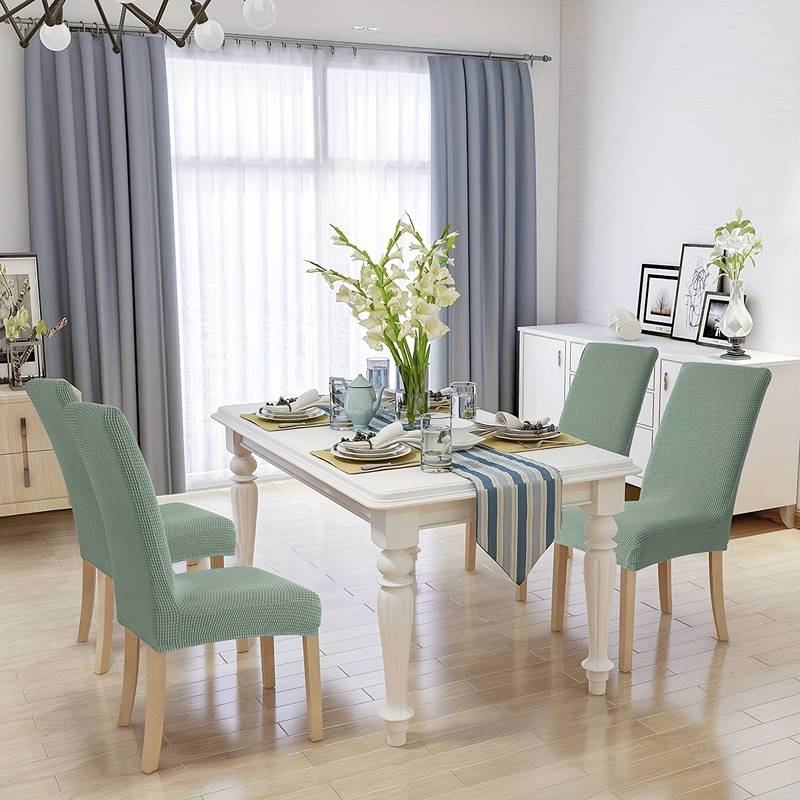 Housse de chaise déperlante, Vert eucalyptus, posée sur une chaise — vue 3