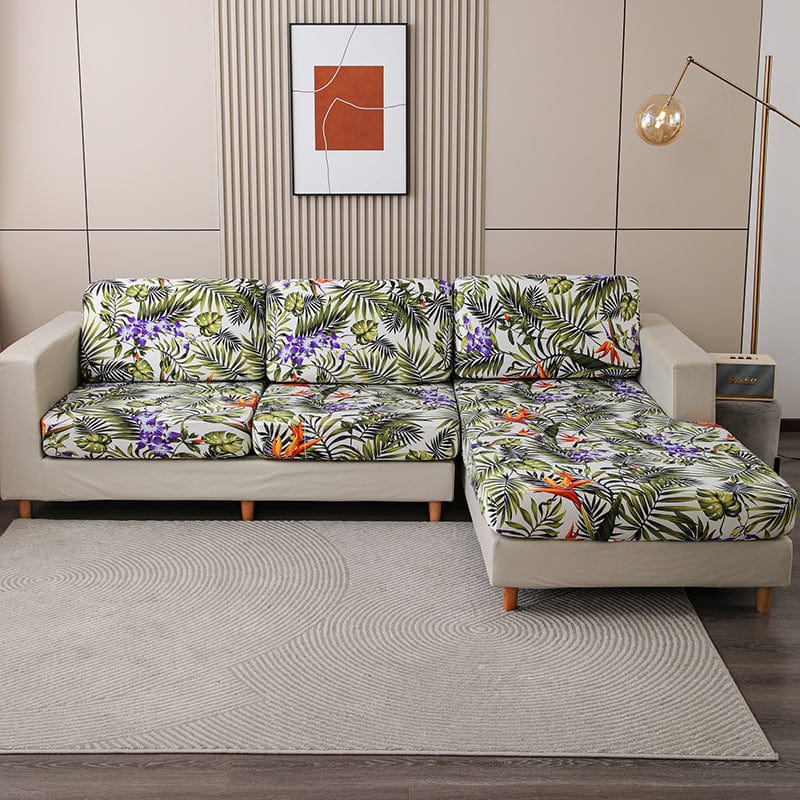 Housse pour coussin de canapé — Écru jungle violette