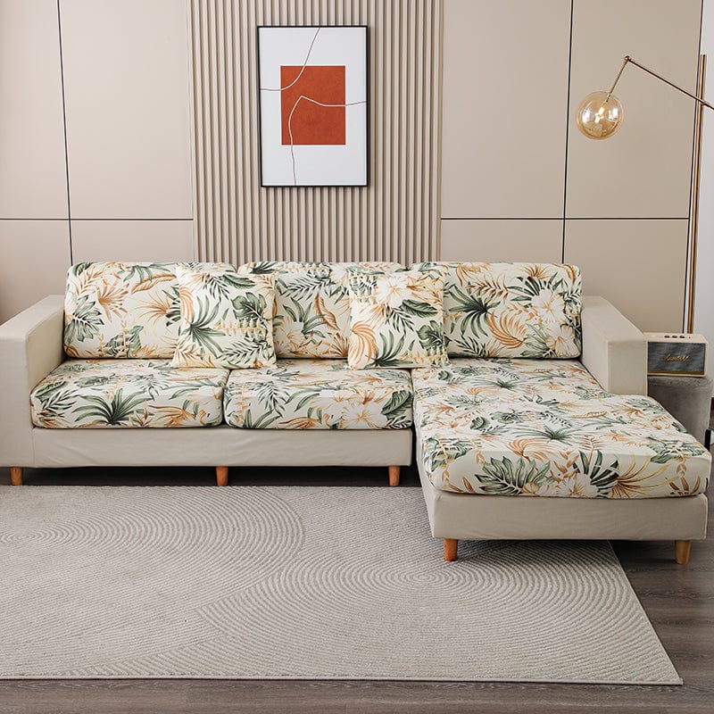 Housse pour coussin de canapé — Écru jungle dorée