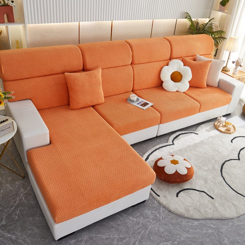 Orange - Housse polaire pour coussins de canapé - Motif Laine La Maison des Housses