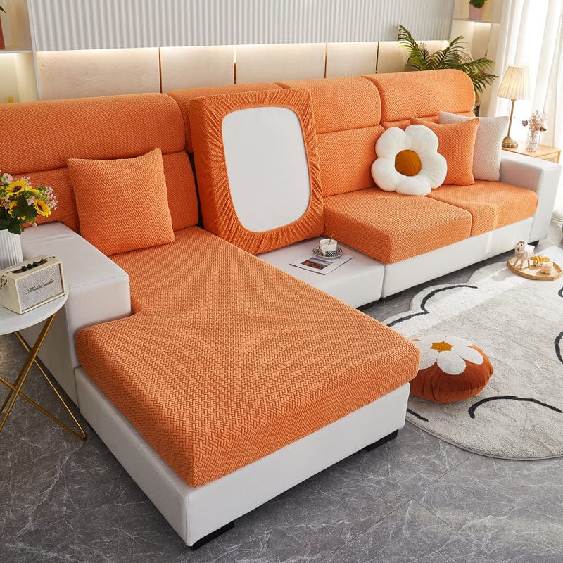 Orange - Housse polaire pour coussins de canapé - Motif Laine La Maison des Housses