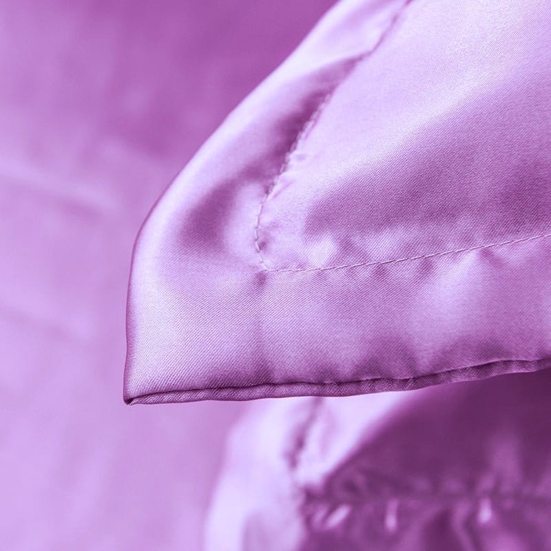 Parure de lit Mauve type satin - Drap housse / Housse de couette / 2 taies d'oreiller La Maison des Housses