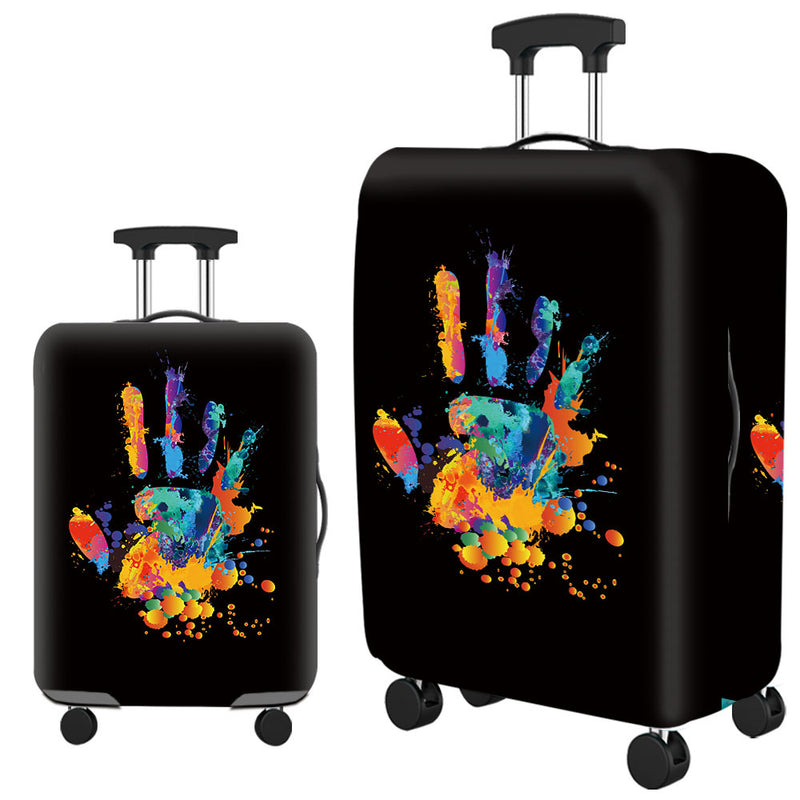 Housse de valise, motif main multicolore sur noir