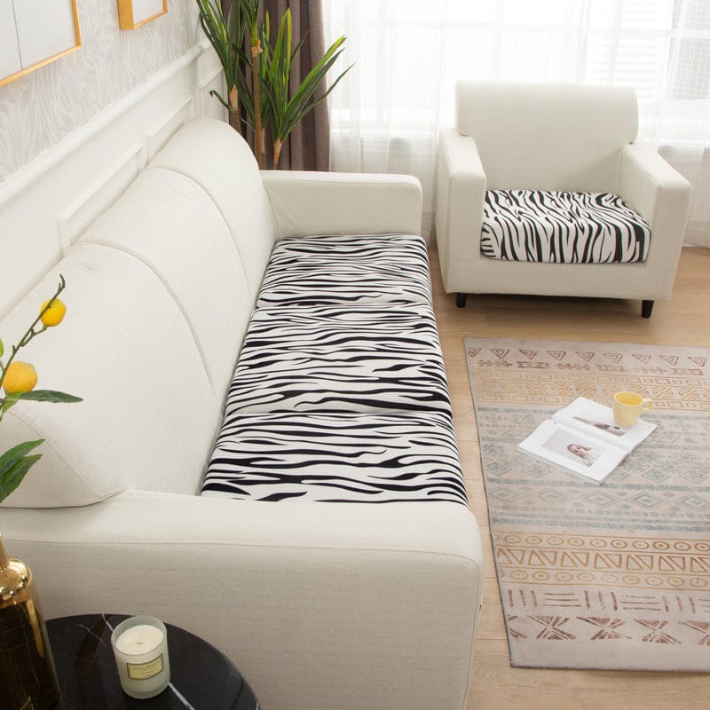 Housse pour coussin de canapé — Blanc zébrures noires