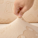 Blanc cassé rose - Housse polaire pour Coussin d'assise et dossier de Canapé - Motif Bear La Maison des Housses