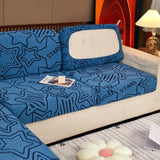 Bleu - Housse polaire pour Coussin d'assise et dossier de Canapé - Motif Star La Maison des Housses