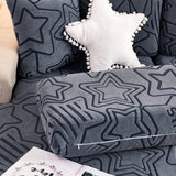 Gris - Housse polaire pour Coussin d'assise et dossier de Canapé - Motif Star La Maison des Housses