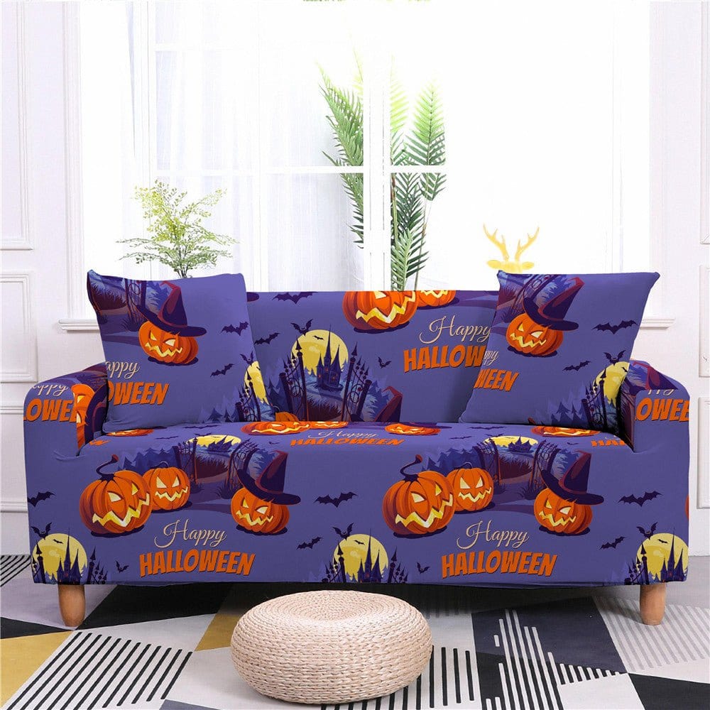 Housse canapé Happy scary Halloween - Housses Extensibles de Fauteuil et Canapé La Maison des Housses