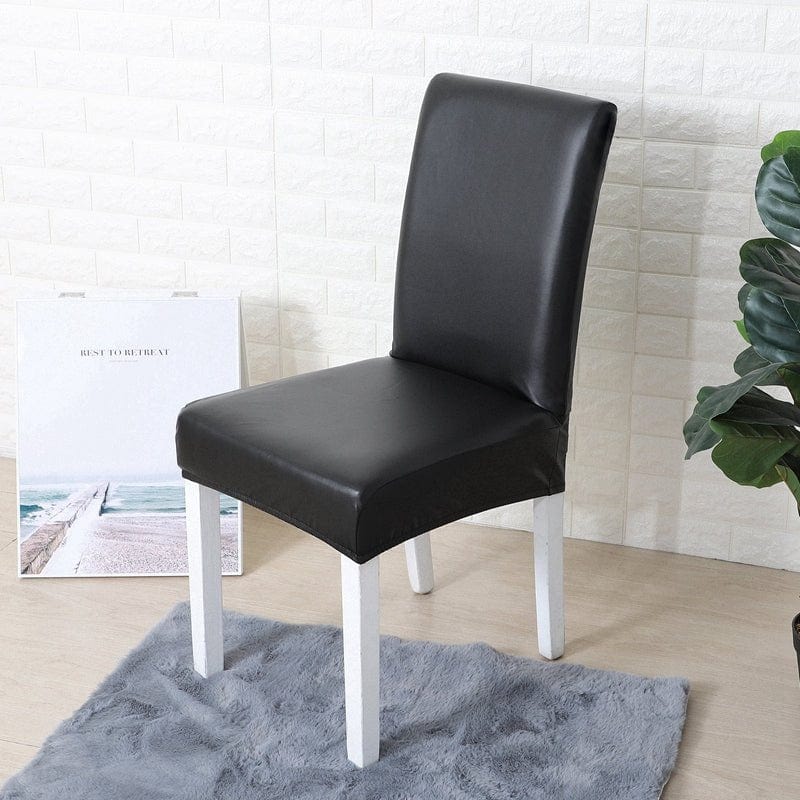 Housse chaise Noir - Housses Extensibles de chaise en simili cuir La Maison des Housses