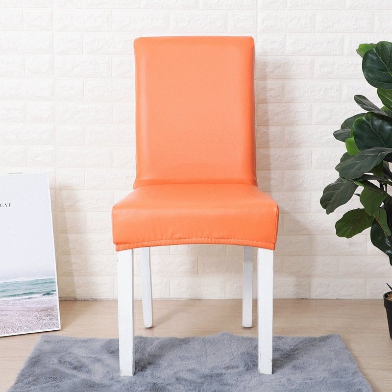 Housse chaise Orange - Housses Extensibles de chaise en simili cuir La Maison des Housses