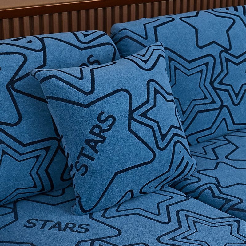 Housse coussin Bleu - 2 pièces - Housses polaire extensibles de coussin 45 CM X 45 CM - Motif Star La Maison des Housses