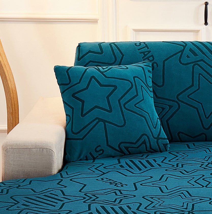 Housse coussin Bleu charron - 2 pièces - Housses polaire extensibles de coussin 45 CM X 45 CM - Motif Star La Maison des Housses