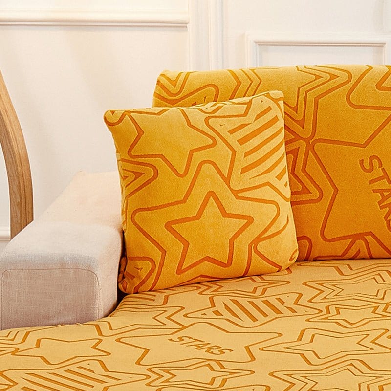 Housse coussin Orange - 2 pièces - Housses polaire extensibles de coussin 45 CM X 45 CM - Motif Star La Maison des Housses