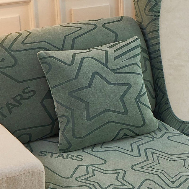 Housse coussin Vert - 2 pièces - Housses polaire extensibles de coussin 45 CM X 45 CM - Motif Star La Maison des Housses