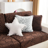 Marron - Housse polaire pour Coussin d'assise et dossier de Canapé - Motif Star La Maison des Housses