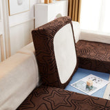 Marron - Housse polaire pour Coussin d'assise et dossier de Canapé - Motif Star La Maison des Housses