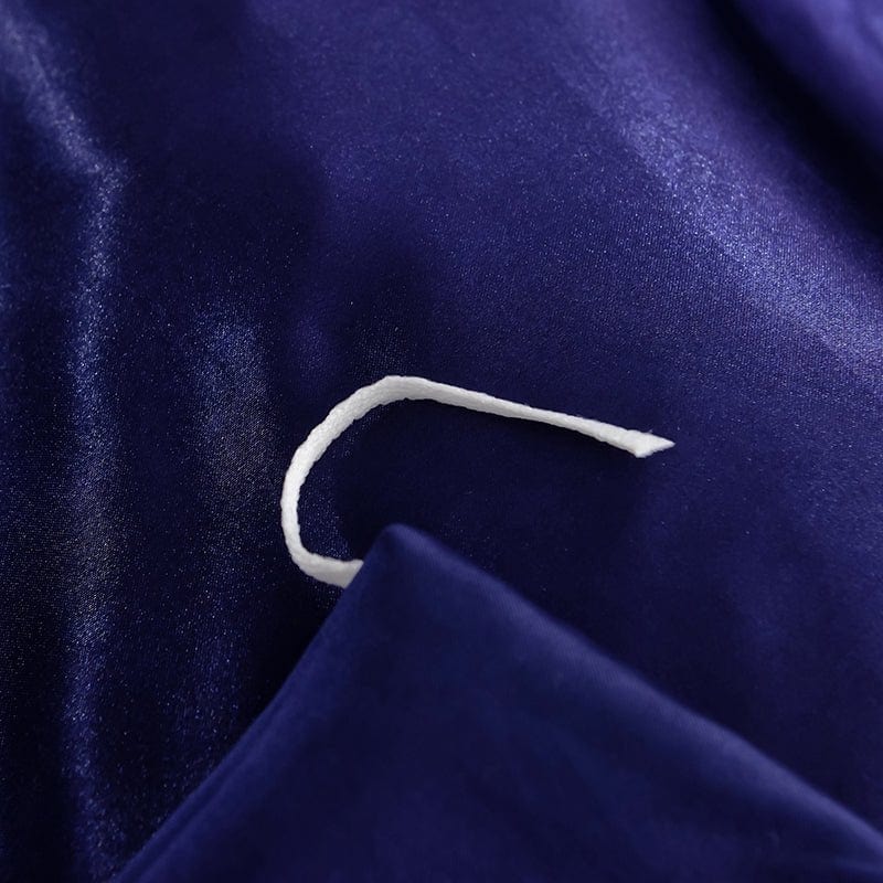 Parure de lit Bleu foncé type satin - Drap housse / Housse de couette / 2 taies d'oreiller La Maison des Housses