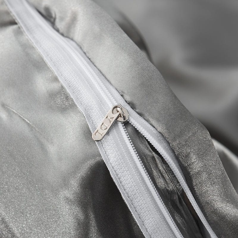 Parure de lit Gris type satin - Drap housse / Housse de couette / 2 taies d'oreiller La Maison des Housses