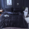 Parure de lit Noir type satin - Drap housse / Housse de couette / 2 taies d'oreiller La Maison des Housses