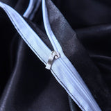 Parure de lit Noir type satin - Drap housse / Housse de couette / 2 taies d'oreiller La Maison des Housses